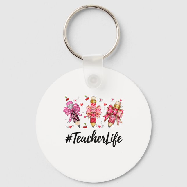 Chaveiro Teacher Valentine Coquette Bow Teacher Valentines  (Frente)