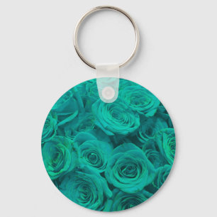 Chaveiro Teal elegante romântico - rosas verdes