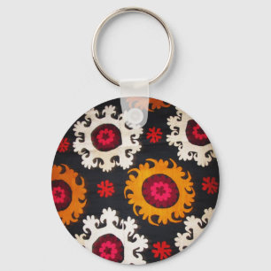 Chaveiro Tecido Colorido de Vintage Folk Art