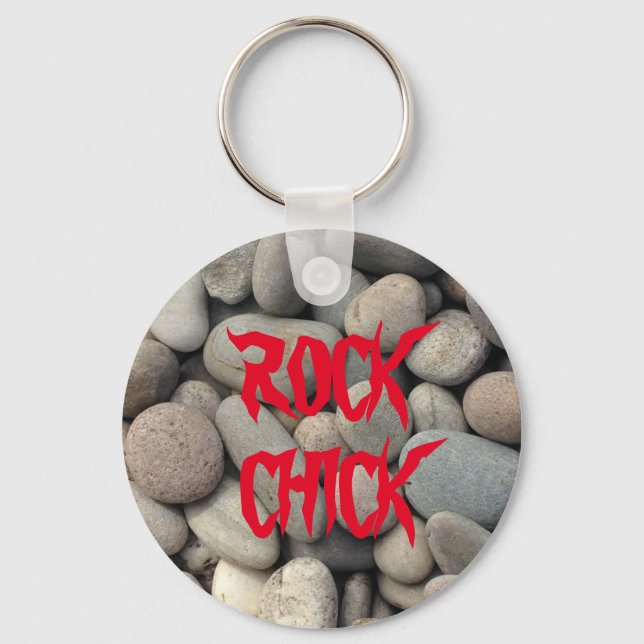 CHAVEIRO TECLA DE BOTÃO DE PEDRA DE PINTINHO ROCK (Frente)
