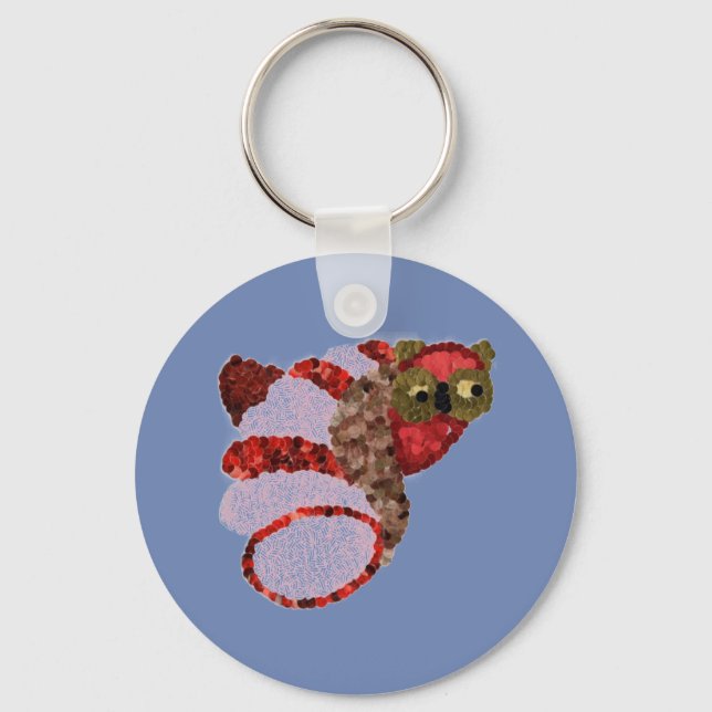 Chaveiro Tecla do Botão Redondo de Coruja (Frente)