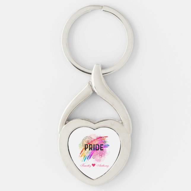 Chaveiro Tecla Personalizada LGBTQ Pride Arco-Íris Colorido (Frente)