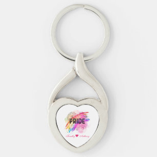 Chaveiro Tecla Personalizada LGBTQ Pride Rainbow Color Hear
