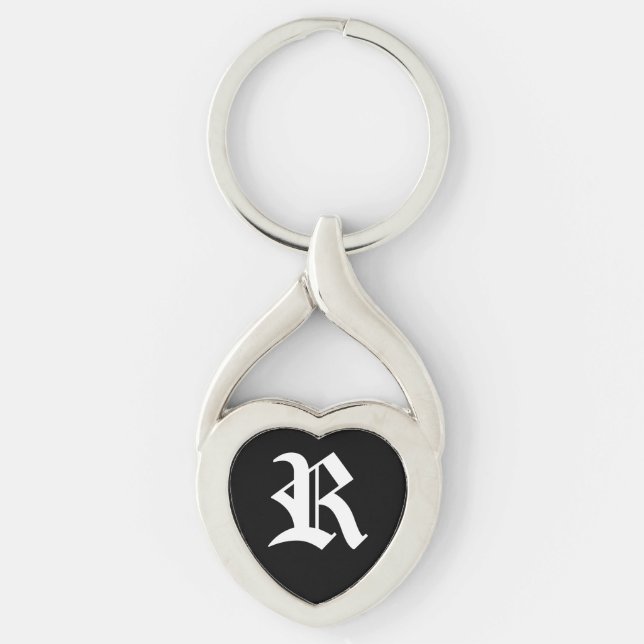 Chaveiro Tecla "R" Black Heart (Frente)