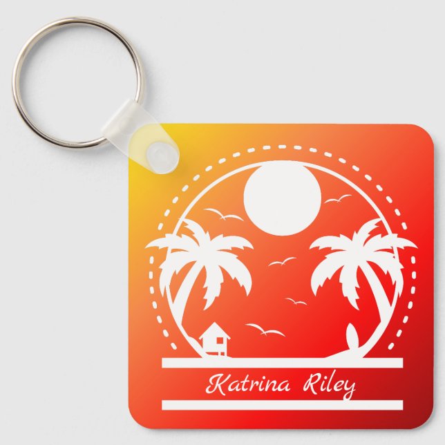 Chaveiro Tecla Tropical Summer (gradiente amarelo-alaranjad (Frente)
