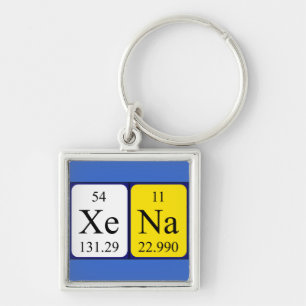 Chaveiro Teclado de nome de mesa periódica Xena