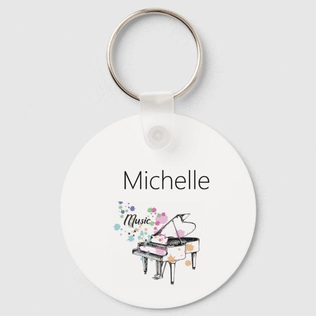 Chaveiro Teclado de Piano e Pingente de Notas Musicais (Frente)