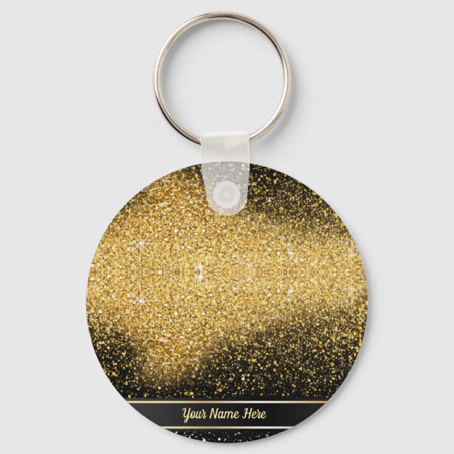Chaveiro Teclado Personalizado Glitter na moda Dourado (Frente)