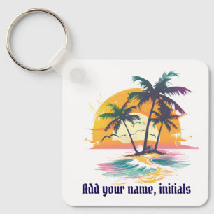 Chaveiro Teclado Tropical Sunset - Praia Vibes e Palmeiras