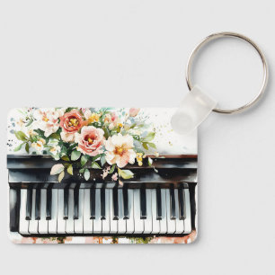Chaveiro Teclas de Piano de Cauda e Flores