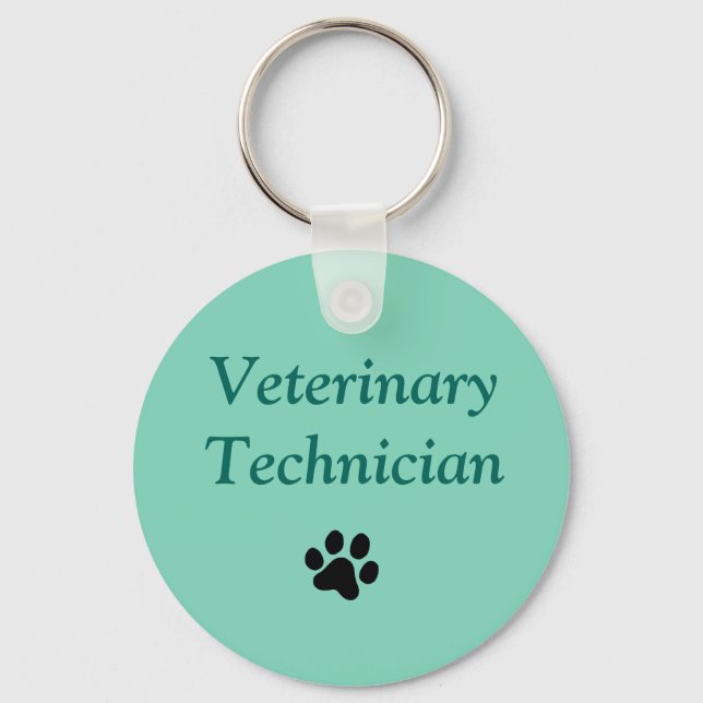 Chaveiro Técnico Veterinário/Impressão em Pata Negra/Verde (Frente)