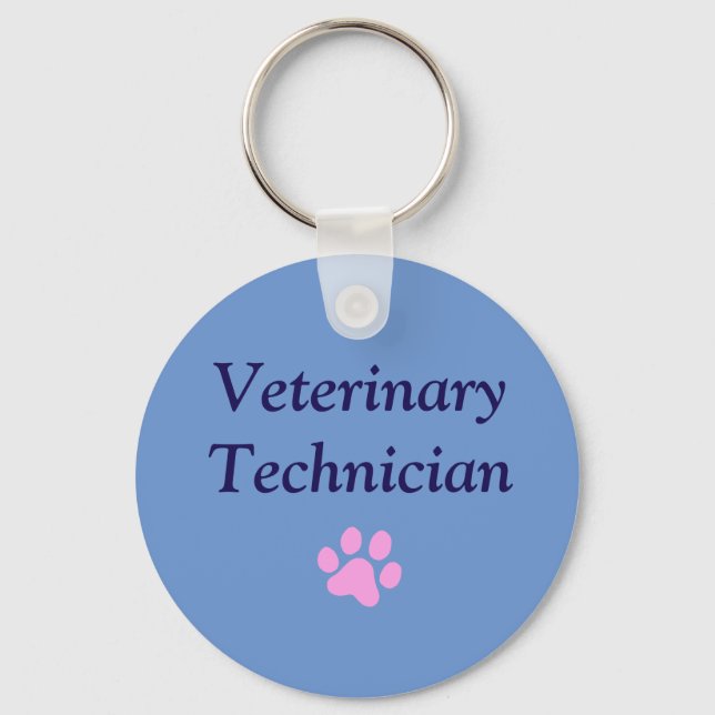 Chaveiro Técnico Veterinário/Pata Rosa/ Azul (Frente)