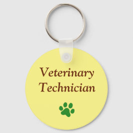 Chaveiro Técnico Veterinário/Pata Verde Impressa/Amarelo
