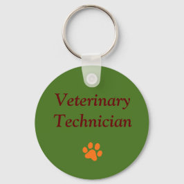 Chaveiro Técnico Veterinário/Pegada de Pata Laranja/Verde