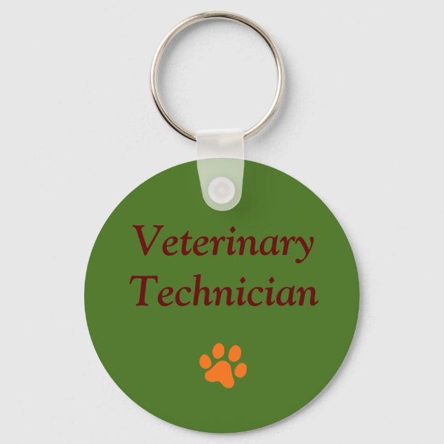 Chaveiro Técnico Veterinário/Pegada de Pata Laranja/Verde (Frente)