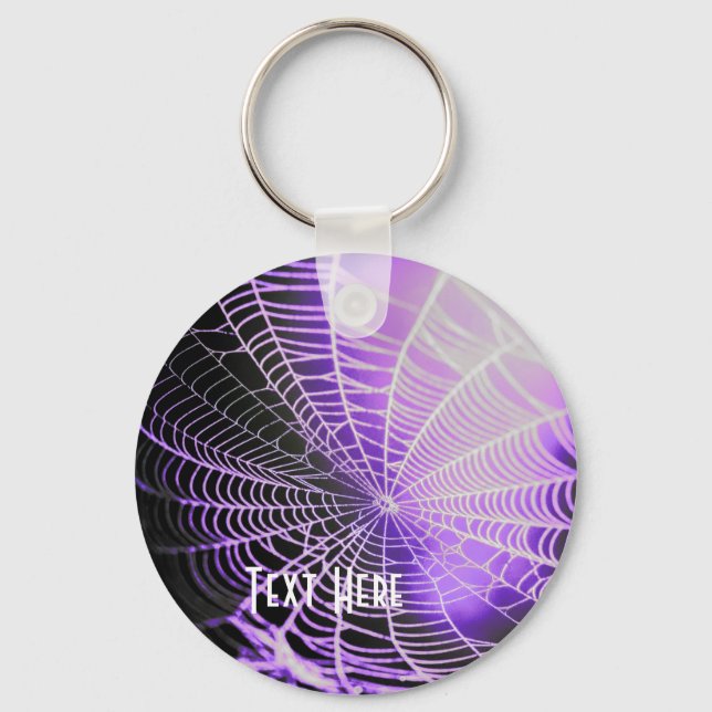 Chaveiro Teia de Aranha Assustadora e Sinistra Roxa Preta (Frente)