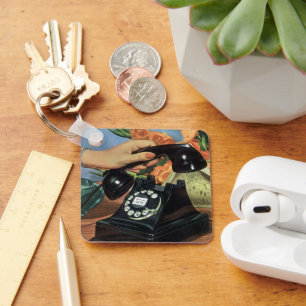 Chaveiro Telefone Retro com Discagem Rotativa, Vintage Busi