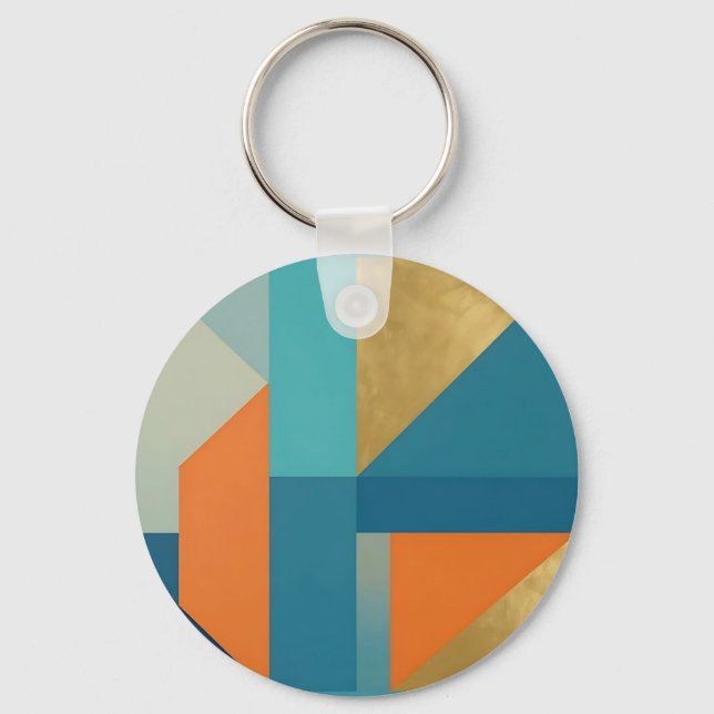 Chaveiro Télica Laranja Dourado Geométrico Abstrato (Frente)