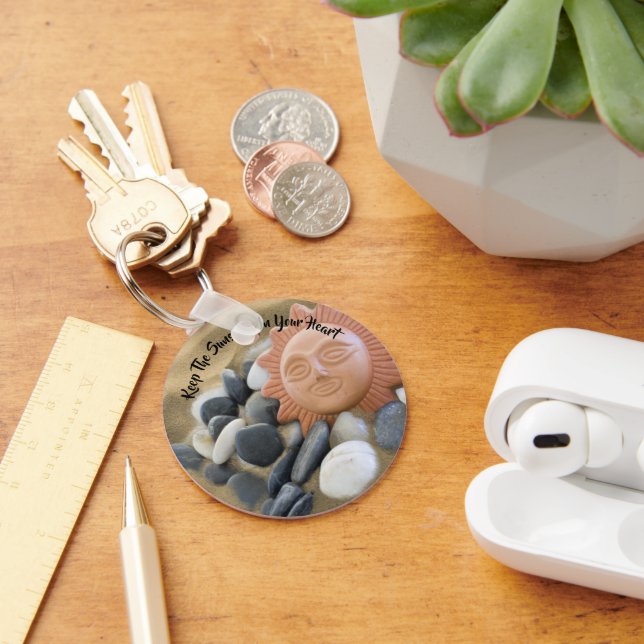 Chaveiro Tema da praia Terra Cotta Sun, Sand and Rocks Pers (Mesa)