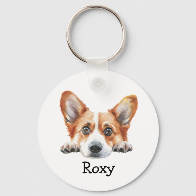Chaveiro Tema Personalizado do Corgi Dourado (Frente)