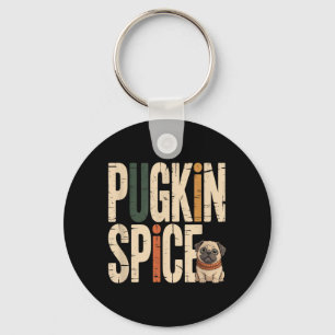 Chaveiro Tempero de Pugkin Engraçado Pug Fofo Outono Abóbor
