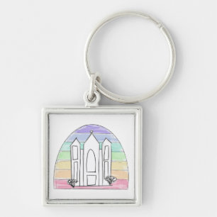 Chaveiro Templo LDS Salt Lake City pôr do sol arco-íris mór