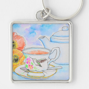 Chaveiro Tempo para a pintura por aquarela do chá