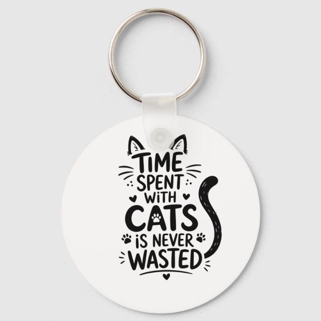Chaveiro Tempo Passado Com Gatos (Frente)