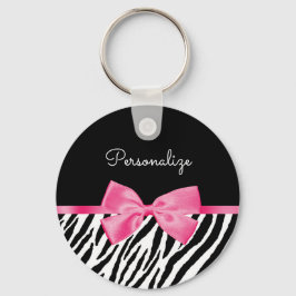 Chaveiro Tendência Zebra Impressão Quente-Rosa Arco e Nome
