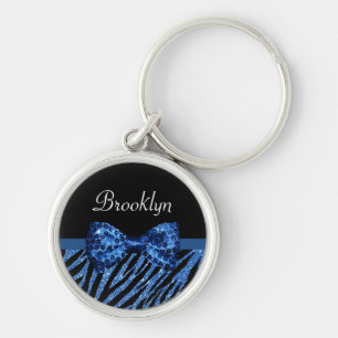 Chaveiro Tendy Blue Zebra Imprima FAUX Glitz Arco Com Nome