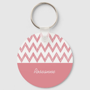 Chaveiro Tendy Pencil Pink Chevron Zigzags Com Nome