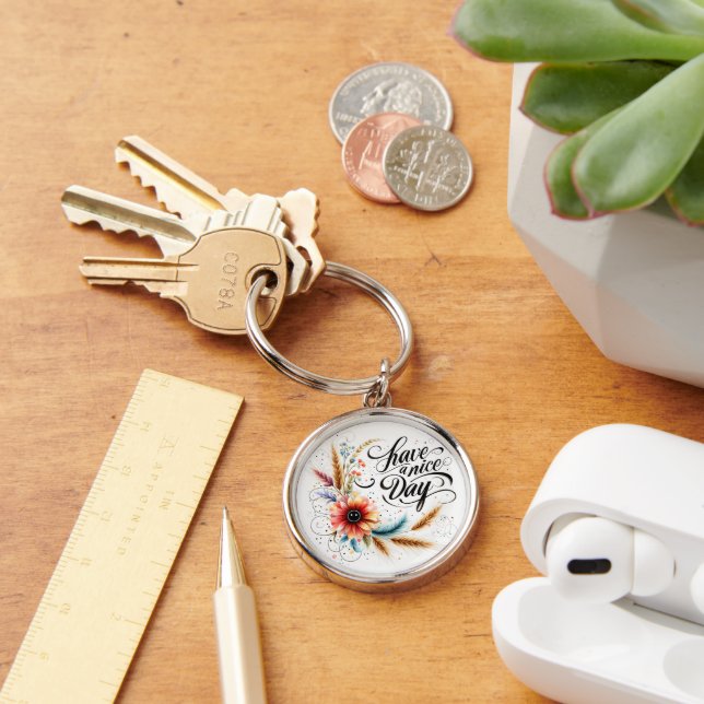 Chaveiro Tenha um bom dia floral (Mesa)