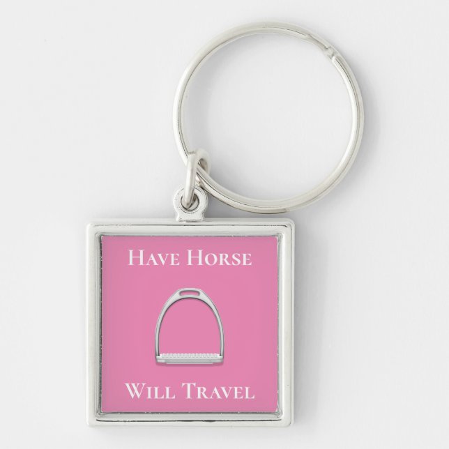 Chaveiro "Tenham Viagem de Cavalo" Stirrup Ferro a Rosa (Frente)