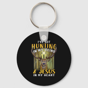 Chaveiro Tenho Caça nas minhas veias Jesus no meu coração