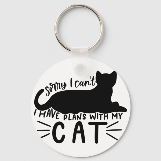Chaveiro Tenho planos com meu gato (Frente)