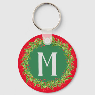Chaveiro Terra de Natal Vermelha e Verde Monograma
