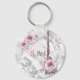 Chaveiro Terra Elegante de flores rosa.
