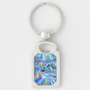 Chaveiro Terra Maravilha Surreal de inverno com Luzes Iride