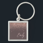 Chaveiro Terracotta Rosa Dourado Blush Link Monograma com L<br><div class="desc">Terracotta e Rosa Dourado - Chaveiros com nomes Monográficos de Script Glitter Glitter de Espelho Rosa Esmagado (Cadeia-Chave). Isto faz o doce e perfeito aniversário de 16 anos, casamento, chá de panela, aniversário, chá de fraldas ou festa de solteira presente para alguém que ama luxo de luxo e estilos quíticos....</div>