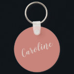 Chaveiro Terracotta - Tipografia Minimalista Nome Personali<br><div class="desc">Este chaveiro de nome personalizado minimalista é um acessório na moda e prático, perfeito como um favor partidário, presente de damas de honra ou essencial no dia a dia. A elegante letra do guião e a design moderna fazem dela um bem pensativo para casamentos, aniversários ou ocasiões especiais. Personalize-o com...</div>