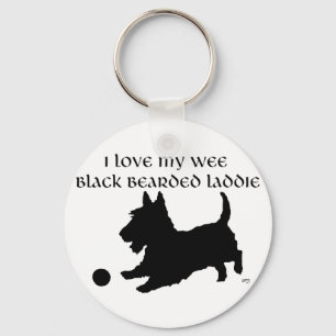 Chaveiro Terrier Escocês - Pequeno Rapaz Barbudo Preto