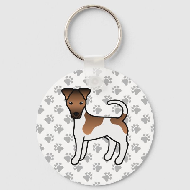 Chaveiro Terrier Fox Lisa e Bege Cute Cartoon Dog (Frente)
