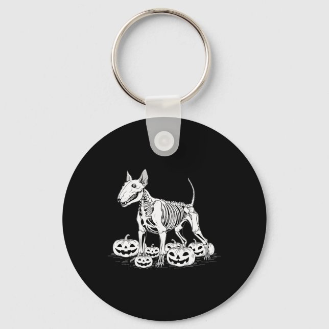 Chaveiro Terrier Skeleton Birthday Halloween Mens Womens Ki (Frente)