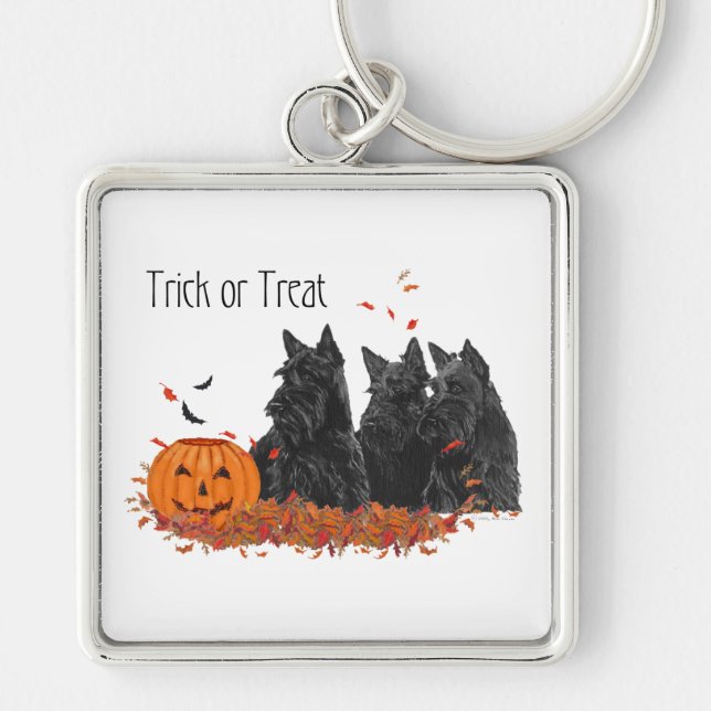 Chaveiro Terriers Escoceses Halloween (Frente)