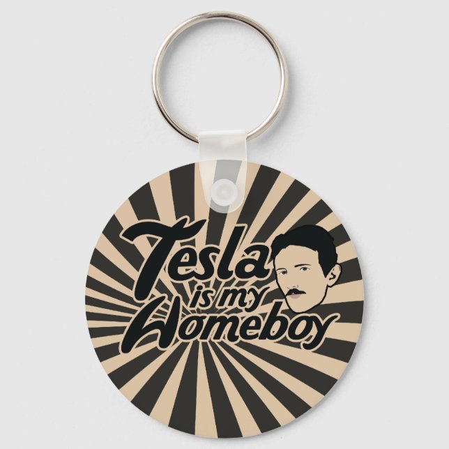 Chaveiro Tesla é meu Ficar em casa (Frente)