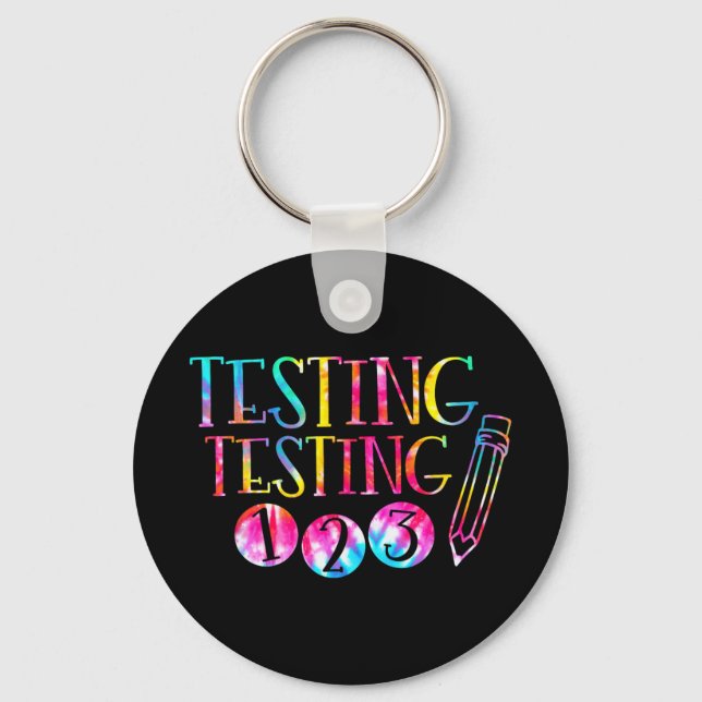 Chaveiro Teste do dia de teste do professor Teste 1-2-3 (Frente)