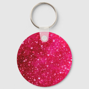 Chaveiro Teste padrão cor-de-rosa dos corações do brilho