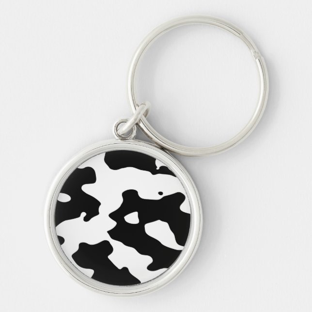 Chaveiro Teste padrão da vaca preto e branco (Frente)