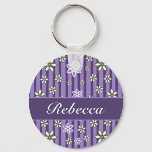 Chaveiro teste padrão floral verde Amethyst personalizado