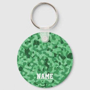 Chaveiro Teste padrão militar verde personalizado do nome 